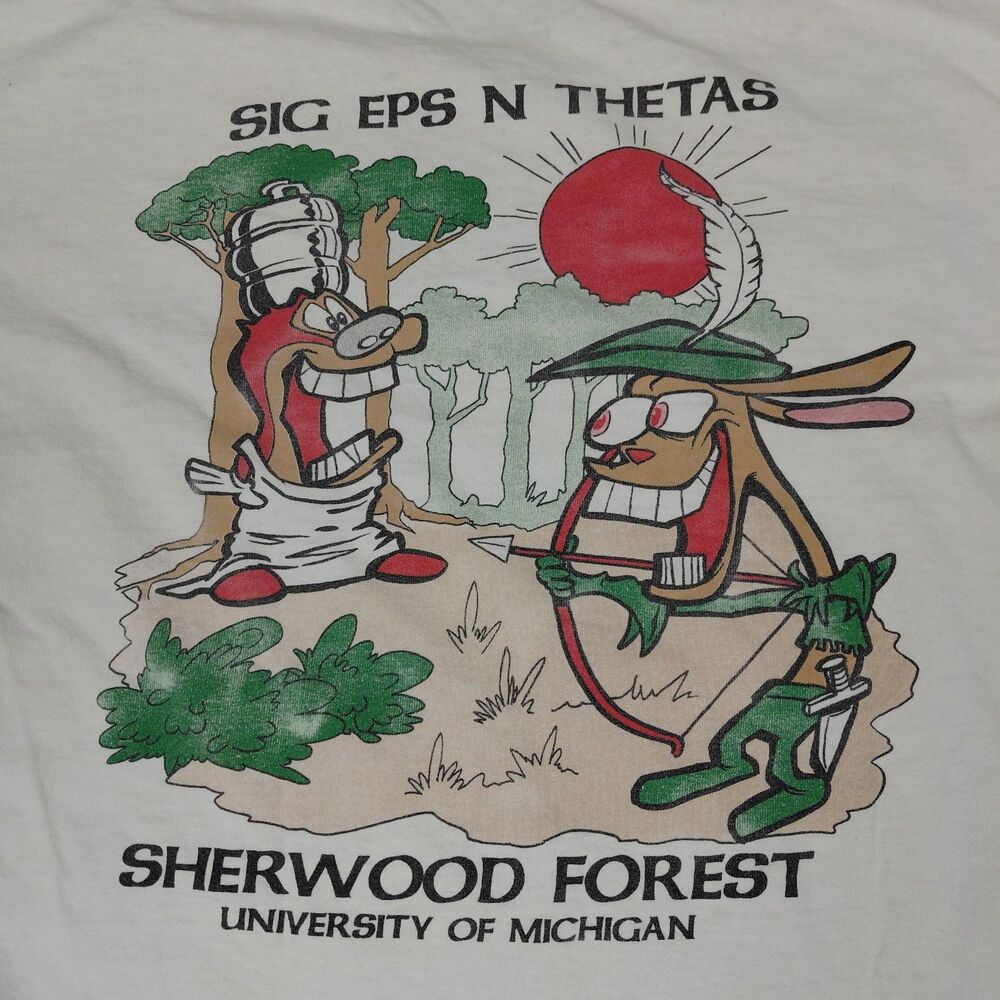 Vintage Ren & Stimpy Shirt Men’s XL White Sig Ep Michigan Single Stitch L/S USA